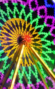 Preview wallpaper ferris wheel, attraction, neon, light, long exposure