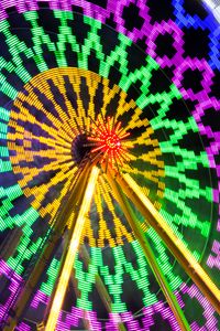 Preview wallpaper ferris wheel, attraction, neon, light, long exposure