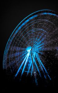 Preview wallpaper ferris wheel, attraction, neon, glow, blue, night