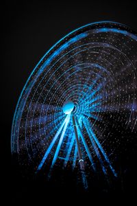 Preview wallpaper ferris wheel, attraction, neon, glow, blue, night