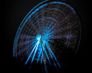 Preview wallpaper ferris wheel, attraction, neon, glow, blue, night