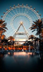 Preview wallpaper ferris wheel, attraction, palm trees, fountain