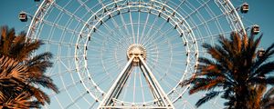 Preview wallpaper ferris wheel, attraction, palm trees, fountain