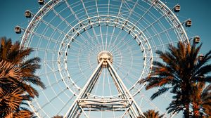Preview wallpaper ferris wheel, attraction, palm trees, fountain