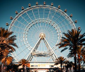 Preview wallpaper ferris wheel, attraction, palm trees, fountain