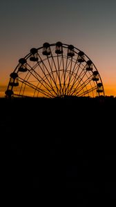 Preview wallpaper ferris wheel, attraction, silhouette, evening, sunset