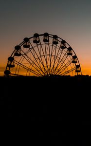 Preview wallpaper ferris wheel, attraction, silhouette, evening, sunset