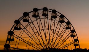 Preview wallpaper ferris wheel, attraction, silhouette, evening, sunset