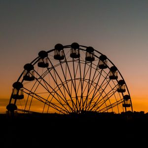 Preview wallpaper ferris wheel, attraction, silhouette, evening, sunset