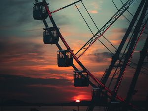 Preview wallpaper ferris wheel, attraction, sky, sunset