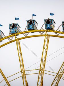 Preview wallpaper ferris wheel, attraction, sky, flags