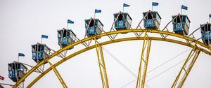 Preview wallpaper ferris wheel, attraction, sky, flags