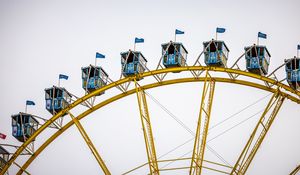 Preview wallpaper ferris wheel, attraction, sky, flags