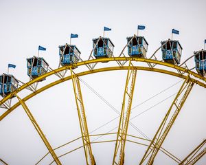 Preview wallpaper ferris wheel, attraction, sky, flags