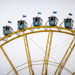 Preview wallpaper ferris wheel, attraction, sky, flags