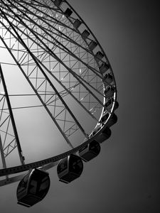 Preview wallpaper ferris wheel, attraction, sky, black and white