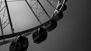 Preview wallpaper ferris wheel, attraction, sky, black and white
