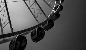 Preview wallpaper ferris wheel, attraction, sky, black and white