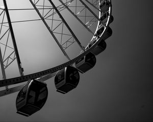 Preview wallpaper ferris wheel, attraction, sky, black and white