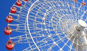 Preview wallpaper ferris wheel, attraction, sky, booths