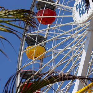 Preview wallpaper ferris wheel, attraction, sky, palm trees