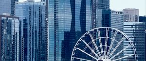 Preview wallpaper ferris wheel, attraction, skyscrapers, city