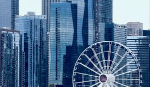 Preview wallpaper ferris wheel, attraction, skyscrapers, city
