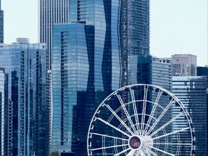 Preview wallpaper ferris wheel, attraction, skyscrapers, city