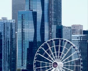 Preview wallpaper ferris wheel, attraction, skyscrapers, city