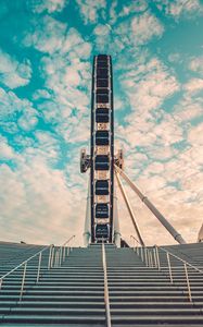 Preview wallpaper ferris wheel, attraction, stairs, construction, sky, clouds