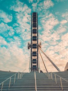 Preview wallpaper ferris wheel, attraction, stairs, construction, sky, clouds