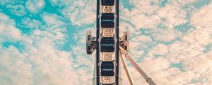 Preview wallpaper ferris wheel, attraction, stairs, construction, sky, clouds