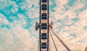 Preview wallpaper ferris wheel, attraction, stairs, construction, sky, clouds