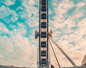 Preview wallpaper ferris wheel, attraction, stairs, construction, sky, clouds