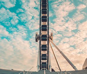 Preview wallpaper ferris wheel, attraction, stairs, construction, sky, clouds