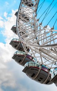 Preview wallpaper ferris wheel, attraction, structure, sky, clouds