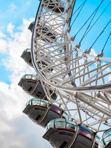 Preview wallpaper ferris wheel, attraction, structure, sky, clouds