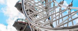 Preview wallpaper ferris wheel, attraction, structure, sky, clouds