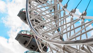 Preview wallpaper ferris wheel, attraction, structure, sky, clouds