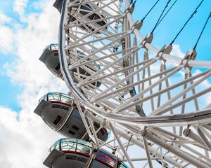 Preview wallpaper ferris wheel, attraction, structure, sky, clouds