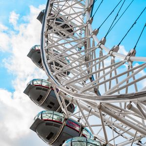 Preview wallpaper ferris wheel, attraction, structure, sky, clouds