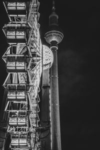 Preview wallpaper ferris wheel, attraction, tower, lights, night, bw