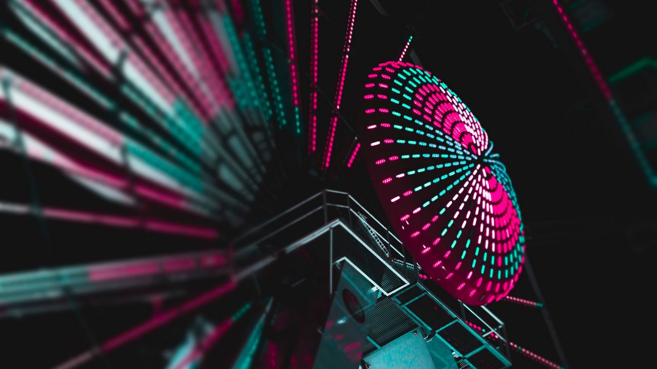 Wallpaper ferris wheel, backlight, colorful, illumination, dark