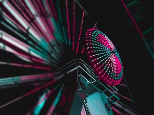 Preview wallpaper ferris wheel, backlight, colorful, illumination, dark