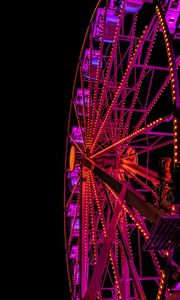 Preview wallpaper ferris wheel, backlight, neon, night, dark, purple