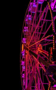 Preview wallpaper ferris wheel, backlight, neon, night, dark, purple