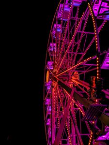 Preview wallpaper ferris wheel, backlight, neon, night, dark, purple