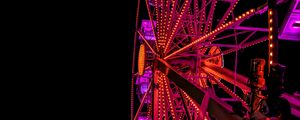 Preview wallpaper ferris wheel, backlight, neon, night, dark, purple