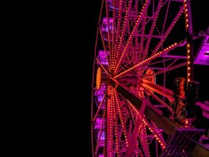 Preview wallpaper ferris wheel, backlight, neon, night, dark, purple