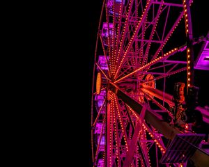 Preview wallpaper ferris wheel, backlight, neon, night, dark, purple